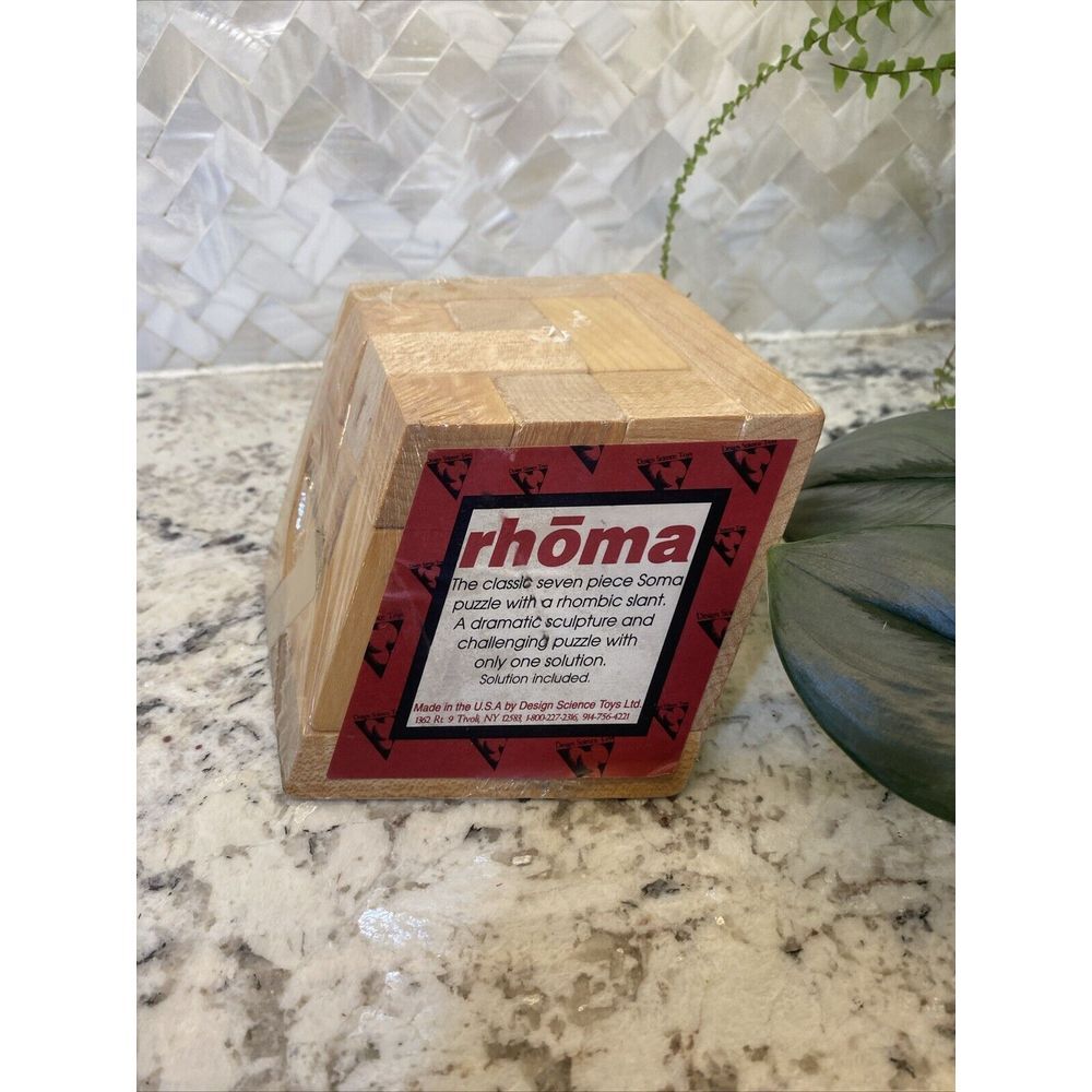 Vintage Rhoma Slanted Cube Puzzle Toy Wood Sculpture Design Science Toys New
